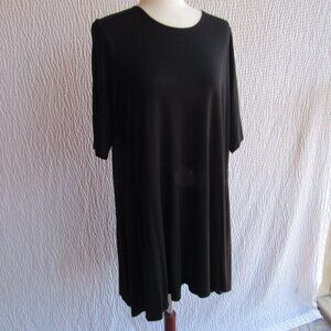 Eileen Fisher Womens Black Crew Neck Jersey Jersey Dress Large